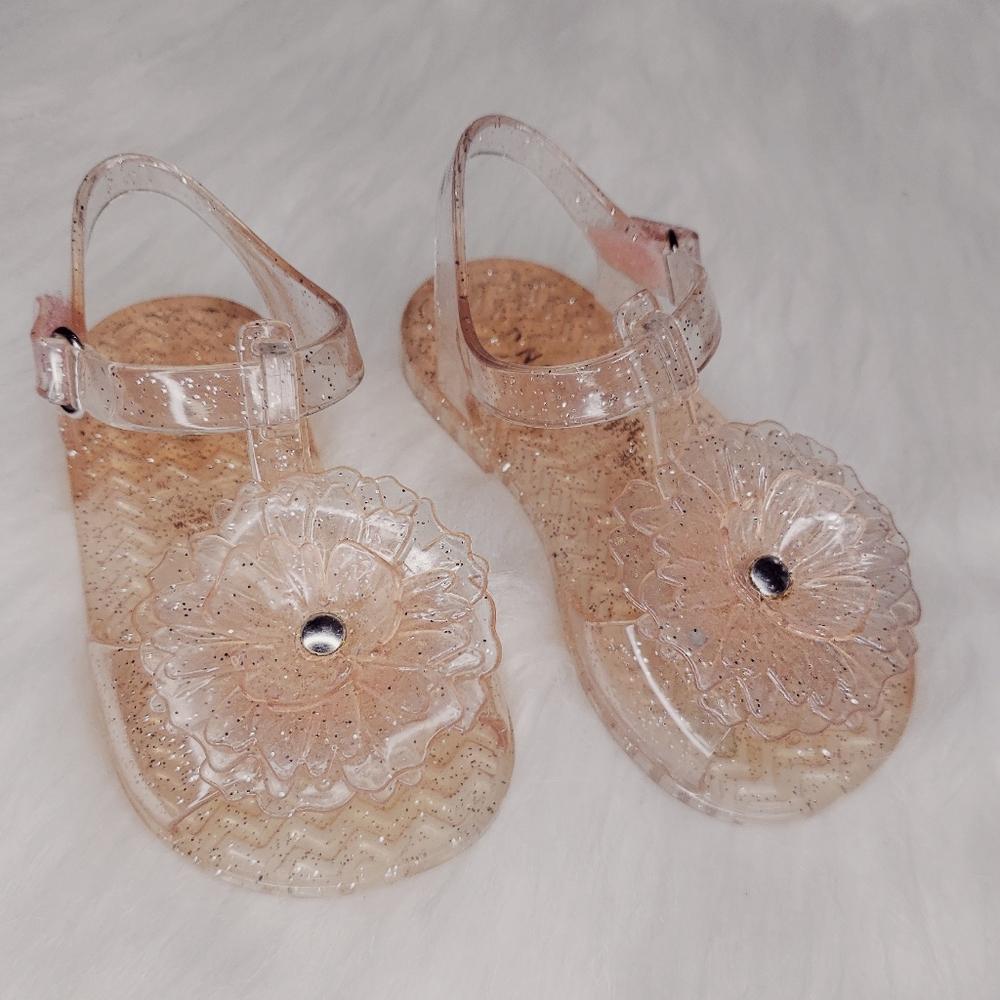 Old Navy Baby Peachy Pink Sheer Flower Sandals